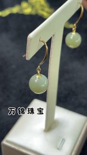 和田玉耳坠耳环阳绿玉石绿色耳钉感小众设计耳坠耳饰女 碧玉款